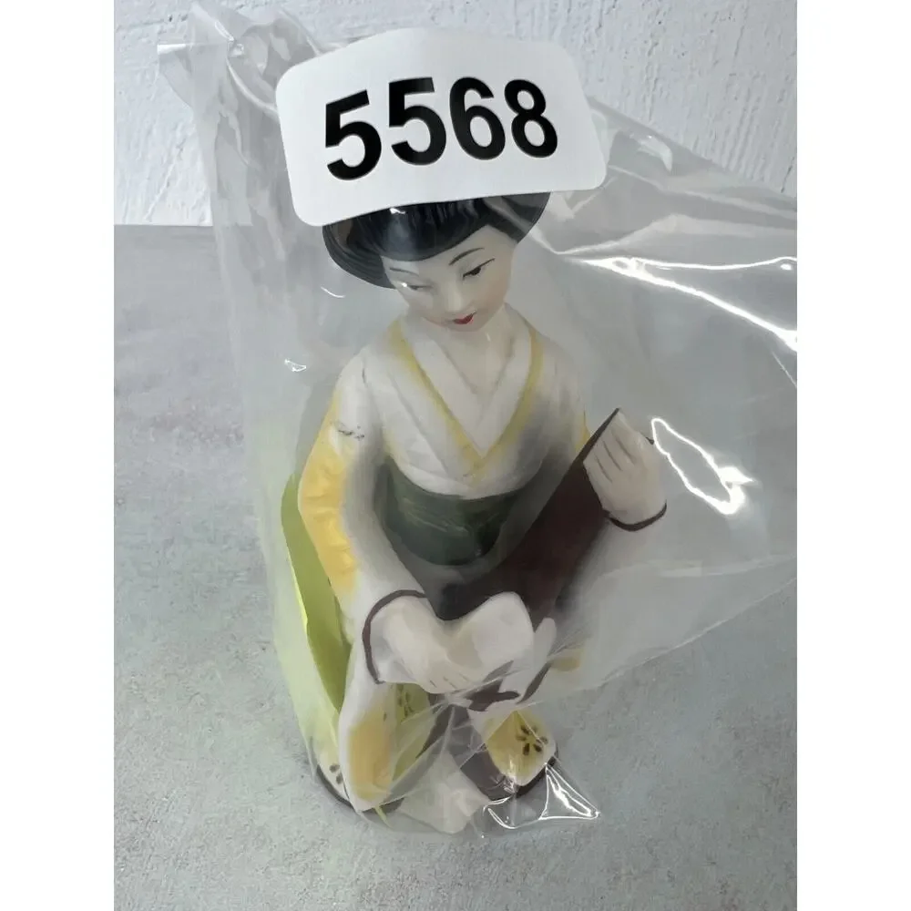 Vintage Decorative Japanese Geisha Girl Porcelain Figurine w/ Playing Instrument